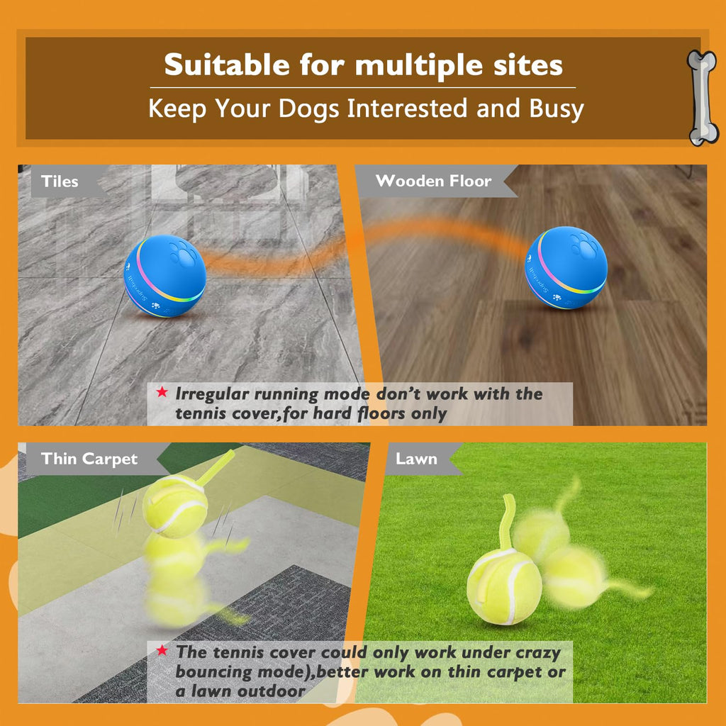 PetDroid Interactive Dog Toys Dog Ball, [Newly Upgraded] Durable Motion Activated Automatic Rolling Ball Toys for/Small/Medium/Large Dogs,USB Rechargeable(Orange)