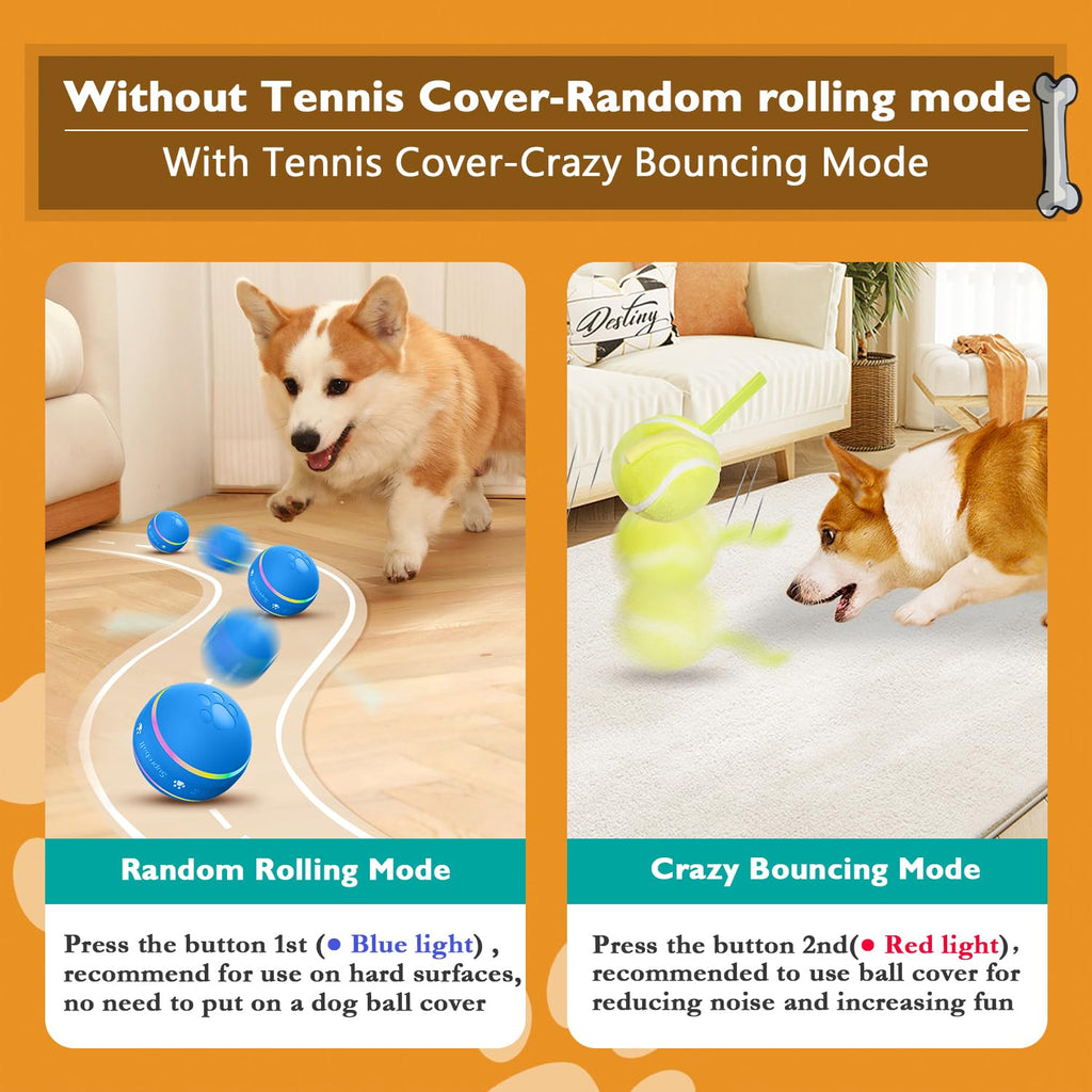 PetDroid Interactive Dog Toys Dog Ball, [Newly Upgraded] Durable Motion Activated Automatic Rolling Ball Toys for/Small/Medium/Large Dogs,USB Rechargeable(Orange)