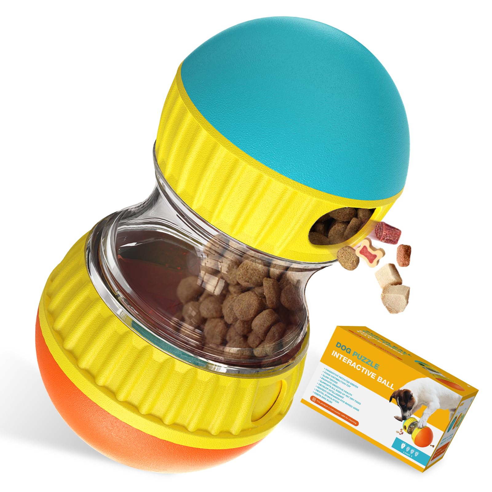 BSISUERM Dog Puzzle Toy Adjustable Treat Dispensing Ball Food Dispenser Tough Slow Feeder Puppy Enrichment Training Toy Pet Interactive Chase Toys for Small Medium Large Dogs to Keep Them Busy, Green