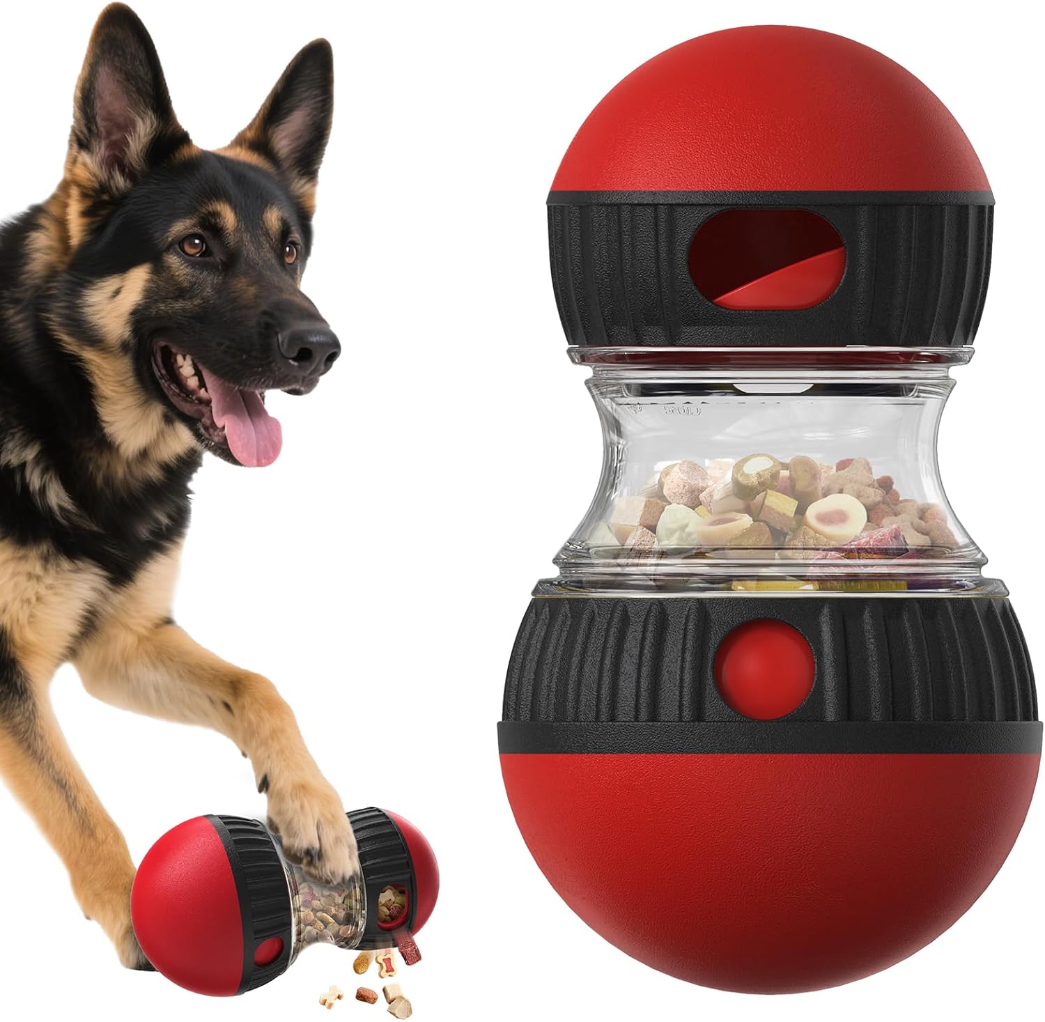 BSISUERM Dog Puzzle Toy Adjustable Treat Dispensing Ball Food Dispenser Tough Slow Feeder Puppy Enrichment Training Toy Pet Interactive Chase Toys for Small Medium Large Dogs to Keep Them Busy, Green