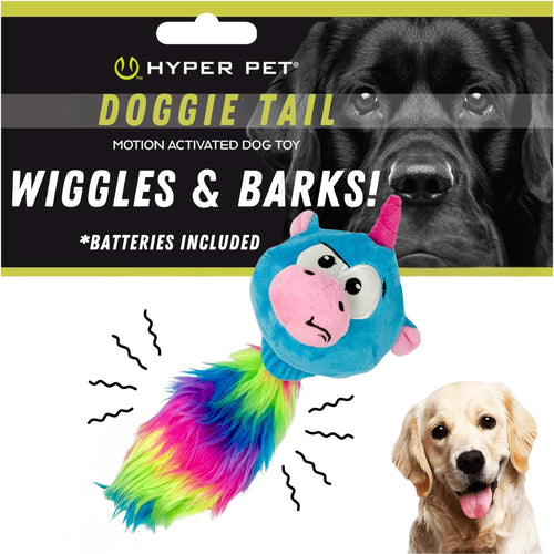 Hyper Pet Doggie Tail & Unicorn Pal Interactive Plush Dog Toys - 2 Pack Value Pack (Interactive Toy that Wiggles, Vibrates & Barks Dog Toys for Boredom & Stimulating Play) Colors May Vary